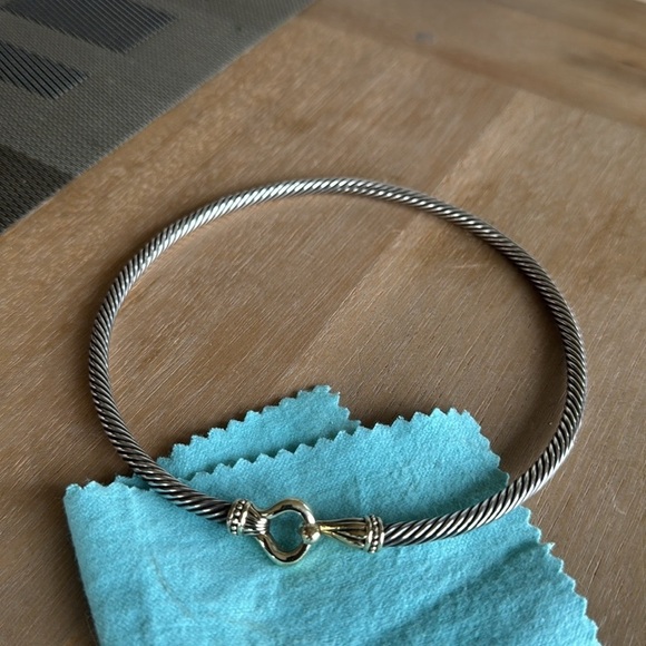 14K Gold and Silver Twisted Rope Choker Necklace - Picture 2 of 10